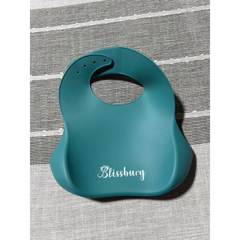Silicone Baby Bib Teal Celestial Moon Stars Galaxy Print with Food‎ catcher